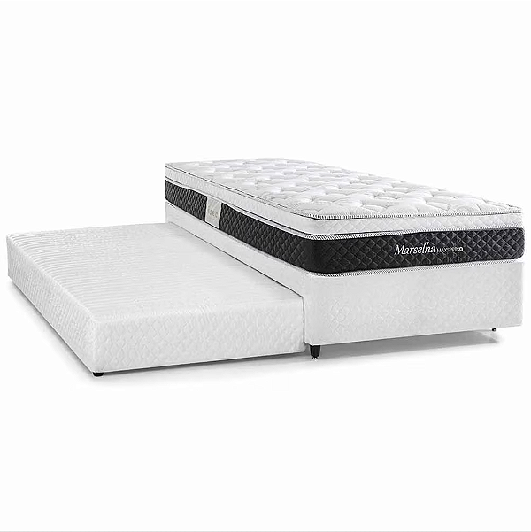Conjunto: Box Herval com auxiliar de molas + Colchão Marselha - Solteiro 88X188X63