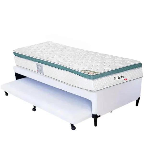 Conjunto: Box com auxiliar Herval e colchão de molas ensacadas Meditare - Solteirão 96x203x67