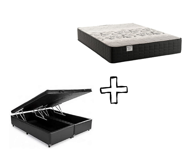 conjunto: box com baú + colchão Classic- molas ensacadas queen 158X198x72