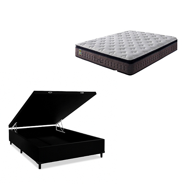 conjunto: box com baú + colchão Anjos Cripton - molas ensacadas casal 138X188X76