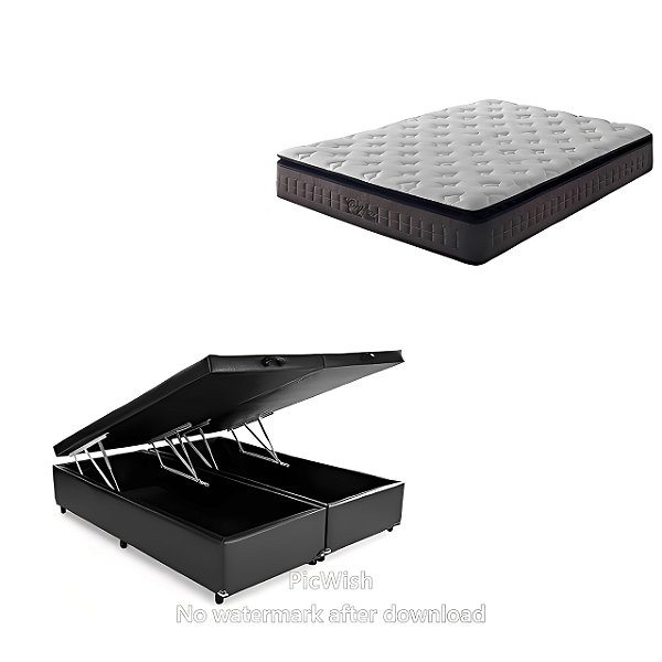 conjunto: box com baú + colchão Anjos Cripton - molas ensacadas queen 158X198X76