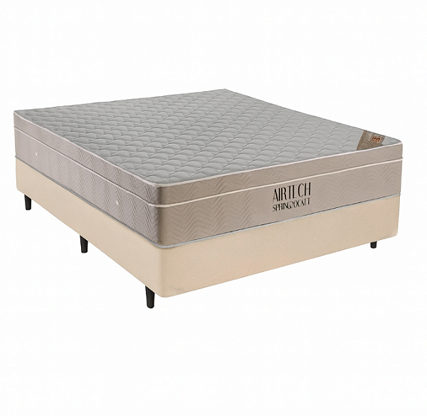 Conjunto: Box+ Colchão Airtech - Molas ensacadas  - Casal  138X188X63