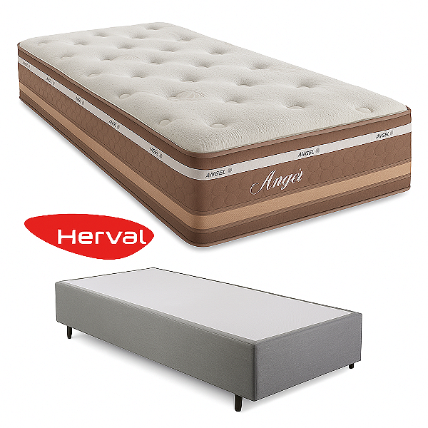 Conjunto: Box + colchão Herval Angres - Molas Maxspring - Solteiro 88X188X66