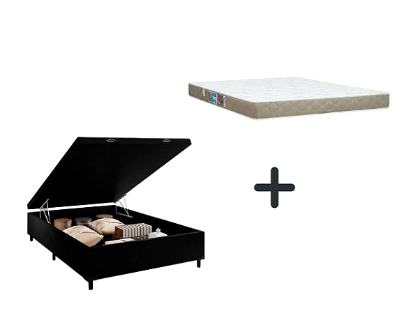 Conjunto: Cama baú + Colchão Castor - Sleep Max - D33 Casal 138X188X71
