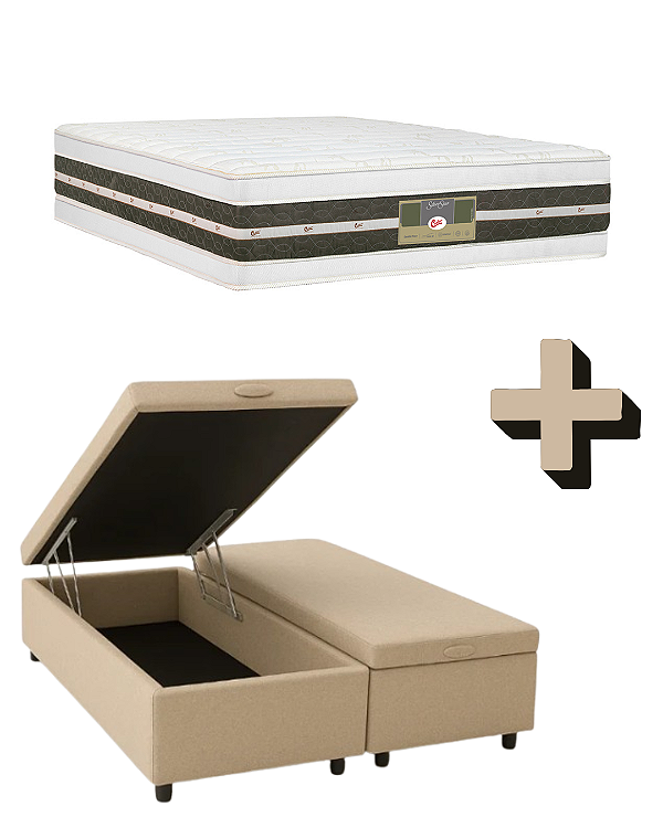 Box com Baú + Colchão Castor Silver Star - TECNOPEDIC - Double Face Queen 158 X 198 X 80