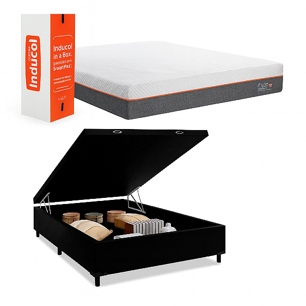 Conjunto: Baú + Colchão Inducol Enjoy  - Na caixa  - Casal 138X188X71