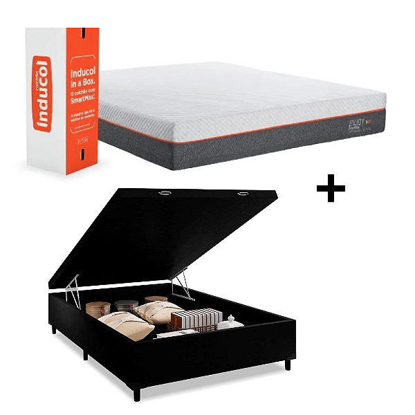 Conjunto: Baú + Colchão Inducol Enjoy  - Na caixa  - Casal 138X188X71