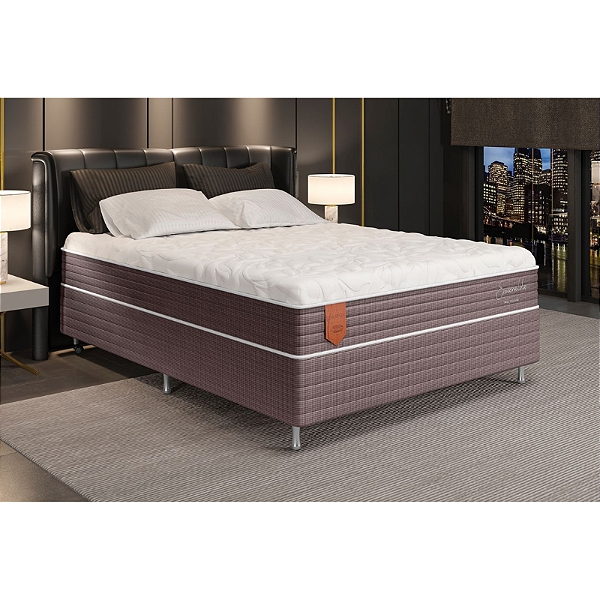 Conjunto: Box + Colchão Esmeralda - molas ensacadas - Queen 158X198X70