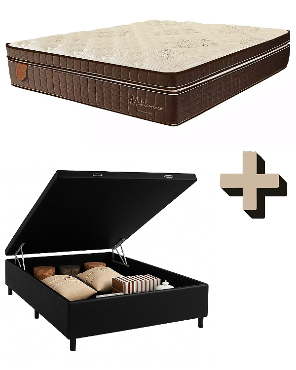 CONJUNTO BAU +COLCHAO PRORELAX MEDITERRANEO CASAL 138X188X78