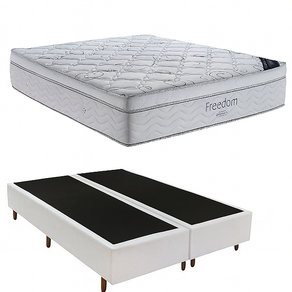 Conjunto Bau + Colchão Ortobom Freedom Molas Ensacadas Visco king 193x203x69