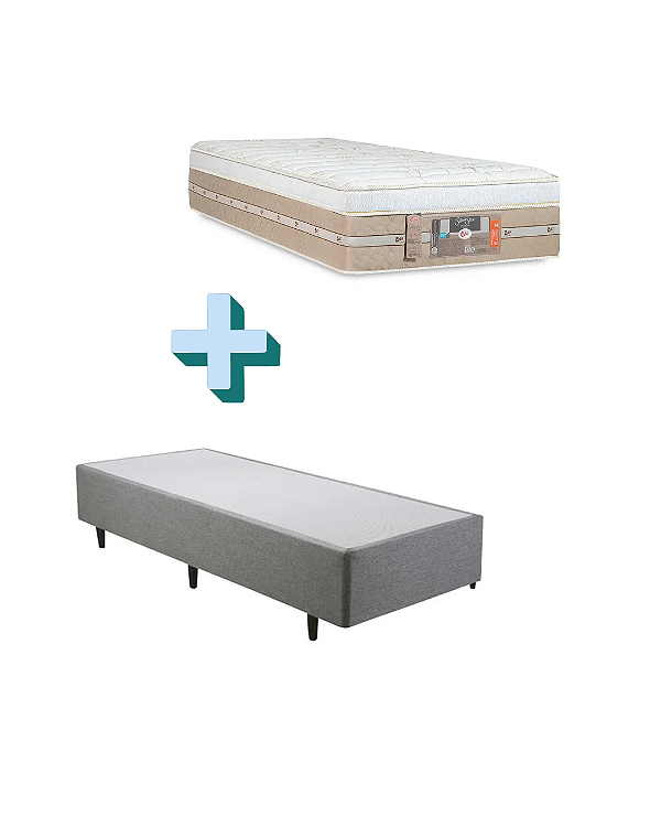 Conjunto Box Somier + Colchão Castor Solteiro Silver Star Air One Face Pocket 88x188x69cm