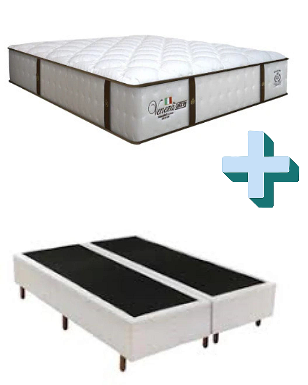 CONJUNTO BOX SOMIER + COLCHAO GAZIN VENEZA MOLAS ENSACADAS KING 193X203X67