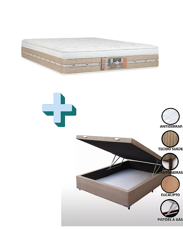 Conjunto Bau + Colchão Castor Casal Silver Star Air One Face Pocket 138x188x80cm