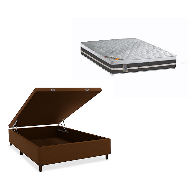 CONJUNTO: BAU + COLCHÃO CASTOR - PREMIUM - MOLAS TECNOPEDIC TAMANHO VIUVA 128X188X76