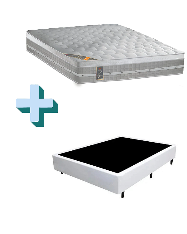 CONJUNTO: BOX + COLCHÃO CASTOR - PREMIUM - MOLAS TECNOPEDIC TAMANHO VIUVA 128X188 X 68