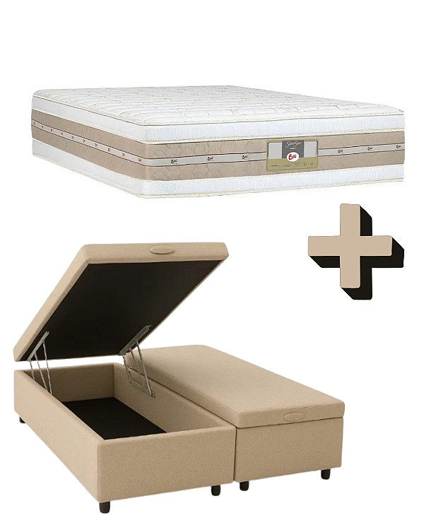 Conjunto Bau + Colchão Castor QUEEN Silver Star Air Double Face Pocket 158x188x80