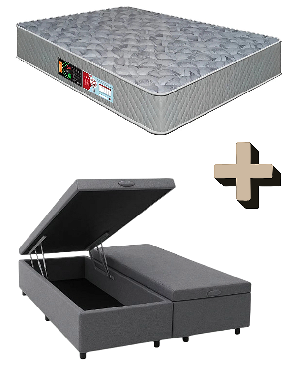 Conjunto: Cama baú + Colchão Castor - Sleep Max - D33 KIng 193x203X71