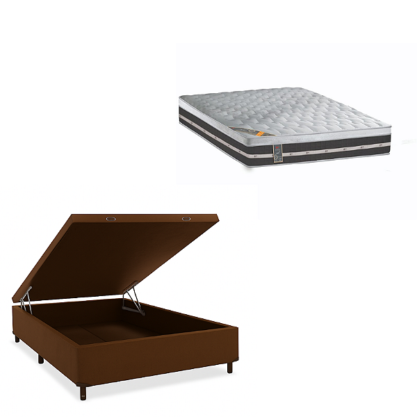 Conjunto Bau + Colchão Castor Casal Silver Star Air Double Face Pocket 138x188x80