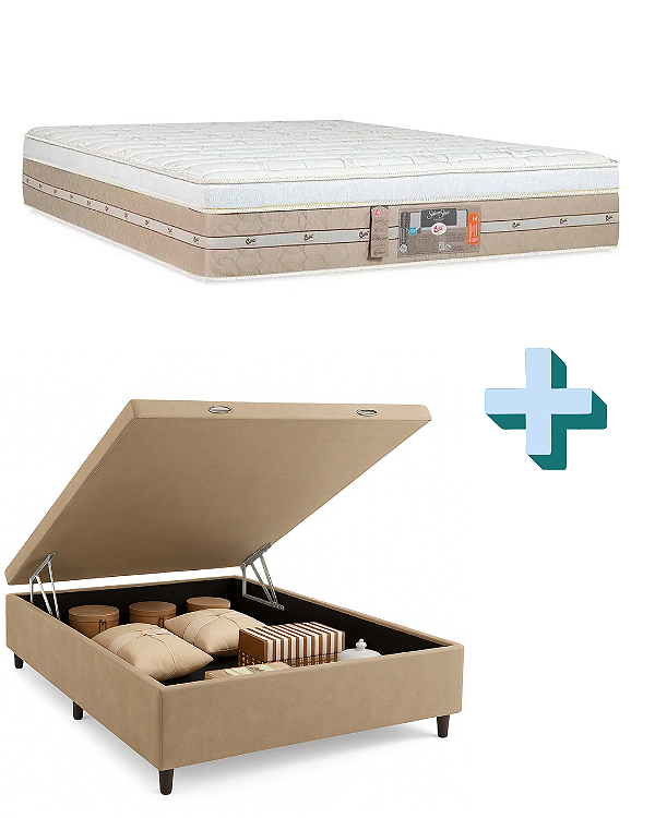 Conjunto Bau + Colchão Castor Casal Silver Star Air Double Face Pocket 138x188x80
