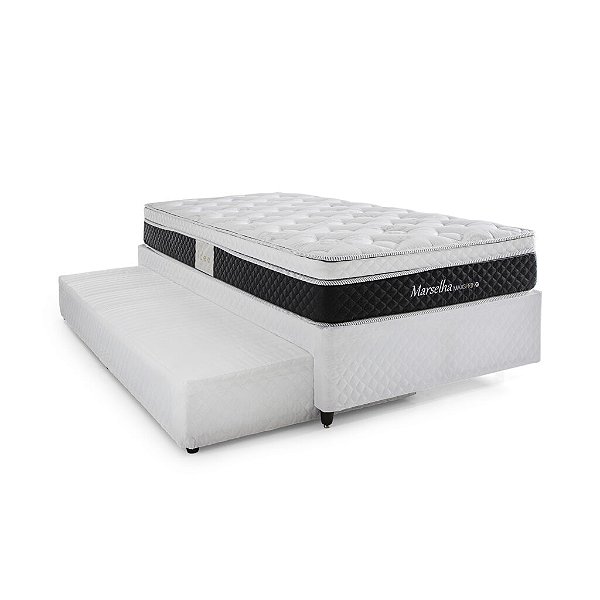 Conjunto: Box Herval com auxiliar de molas + Colchão Marselha - Solteirão 96X203X63