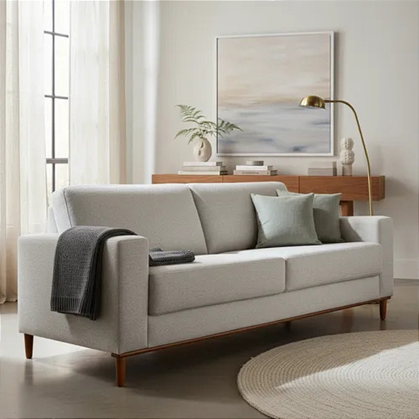 Sofá Herval Clean 4260 Linho 3 Lugares Cinza 2,10m Cinza Liso