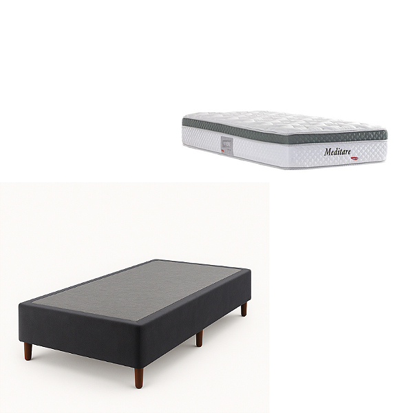 Conjunto: Box + Colchão Molas Ensacadas - Herval Meditare Solteiro 88X188X66