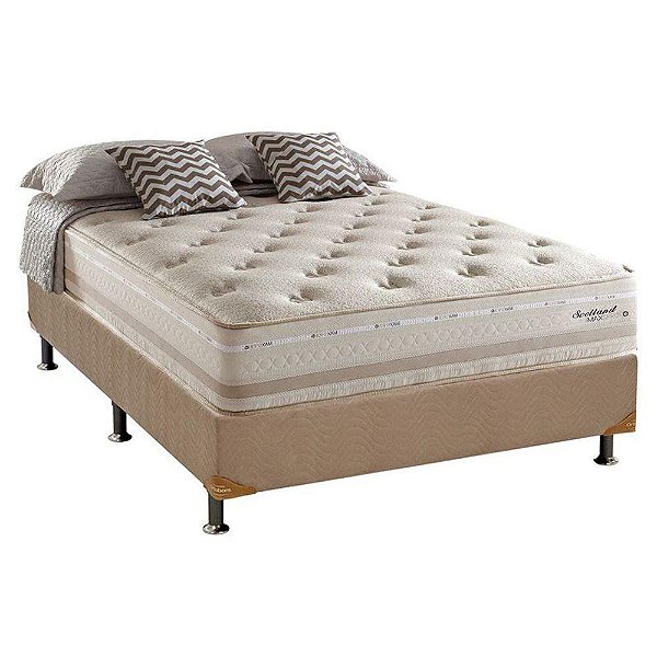 Conjunto: Box + Colchão Herval - Scotland Molas Maxspring -  Casal 138X188X71