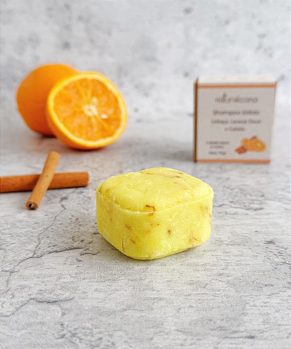Shampoo Sólido - Linhaça, Laranja Doce e Canela.