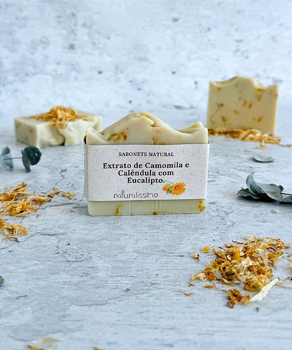 Sabonete Artesanal Camomila, Calêndula e Eucalipto