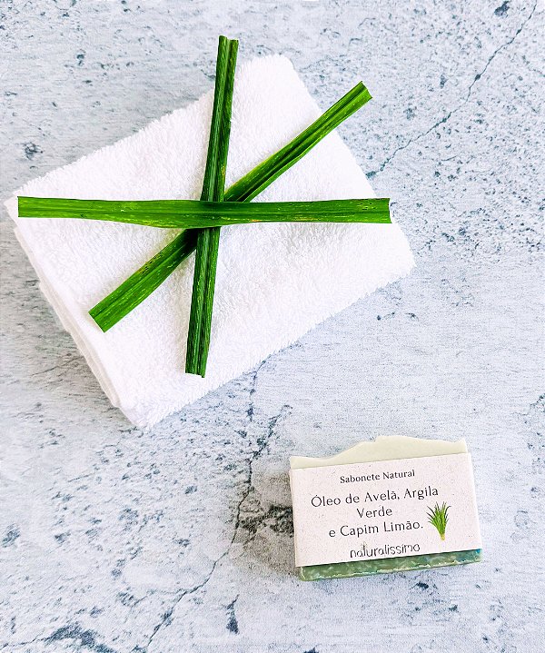 Sabonete Artesanal Argila Verde, Avelã e Capim Limão
