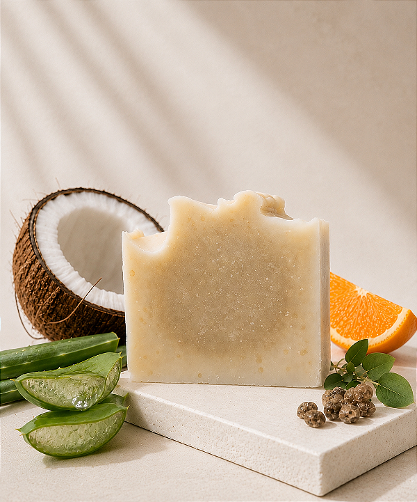 Óleo de Coco, Polpa de Aloe Vera, Copaíba e Laranja