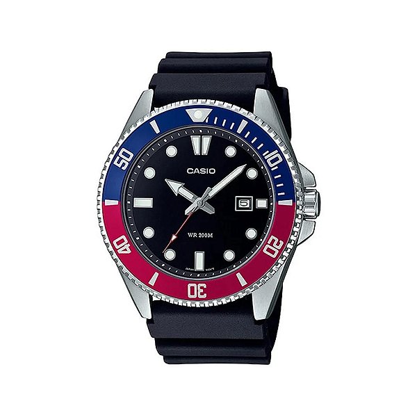 Relógio Casio Masculino Duro Pepsi Pulseira Silicone MDV1071A3VDF