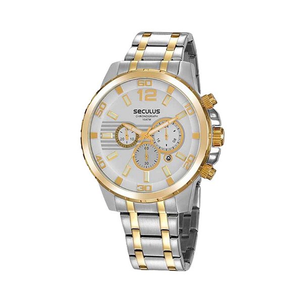 Relógio Seculus Masculino Cronógrafo Bicolor 20909GPSVBA1