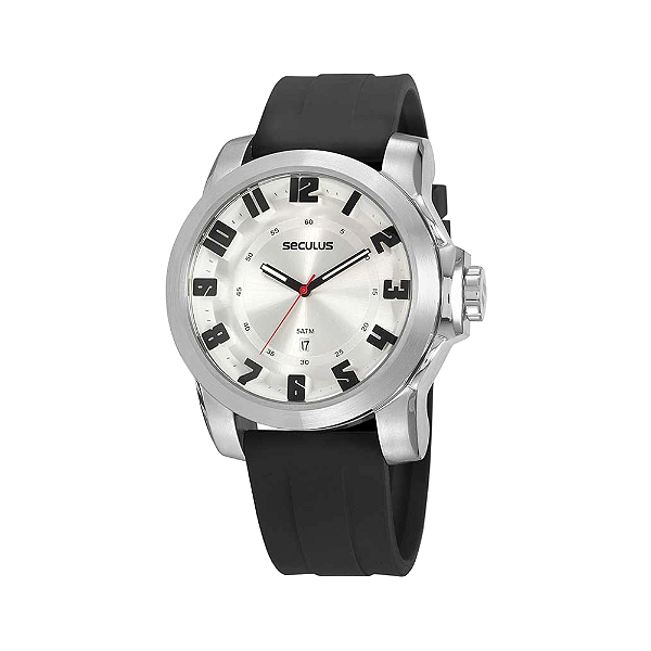 Relogio Seculus Masculino Aço Pulseira silicone 20913G0SVNU1