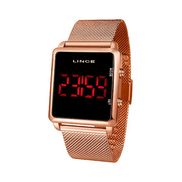 Relógio Lince Feminino Digital Rose Led Vermelho MDR4596LPXRX