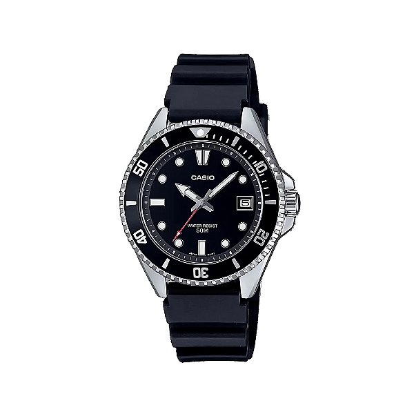 Relógio Casio Masculino Duro 38mm Bisel Preto Pulseira de Borracha MDV-10-1A1VDF-SC