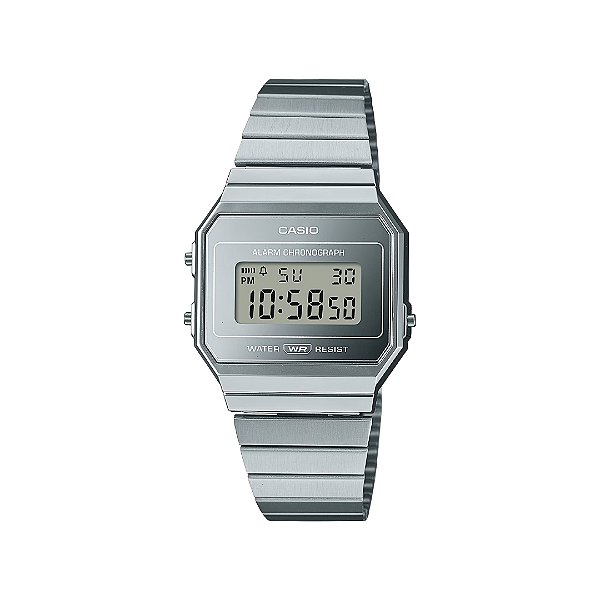 Relógio Casio Feminino Vintage Slim Prateado Digital A700WEV-7ADF-SC