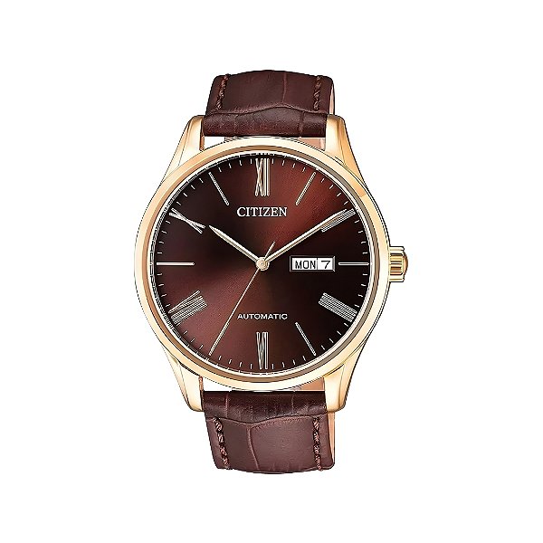 Relógio Citizen Masculino Automático Puls. Couro Marrom TZ20804R