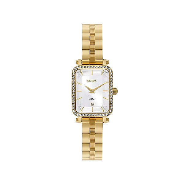 Relógio Orient Feminino Quadrado Dourado com Pedrinhas LGSS0066S1KX