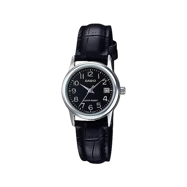 Relógio Casio Feminino Puls. Couro Preta LTP-V002L-1BUDF-SC