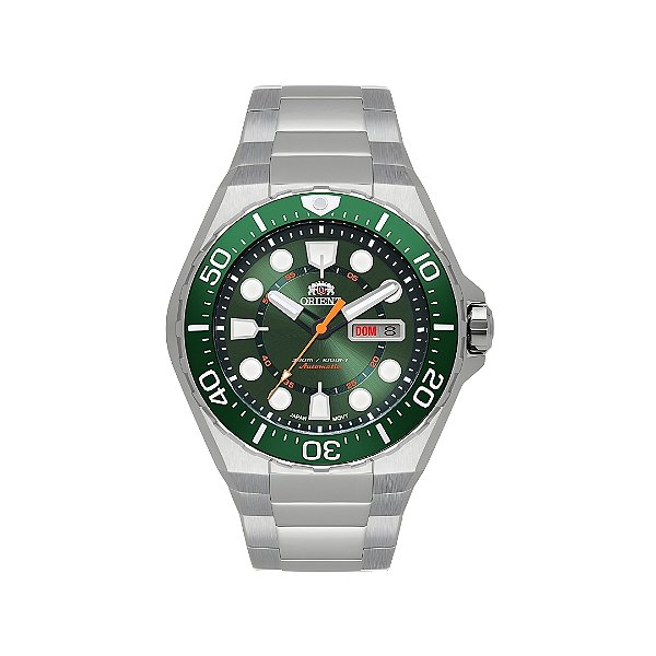 Relógio Orient Masculino Automático Gás Hélio Fundo Verde F49SS036E1SX