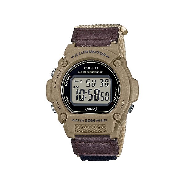 Relógio Casio Masculino Digital Velcro Bege W-219HB-5AVDF-SC