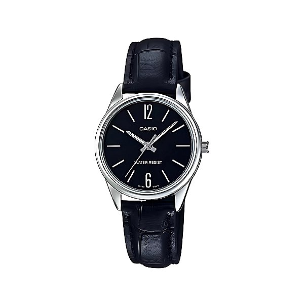 Relógio Casio Feminino Preto de Couro LTP-V005L-1BUDF-SC