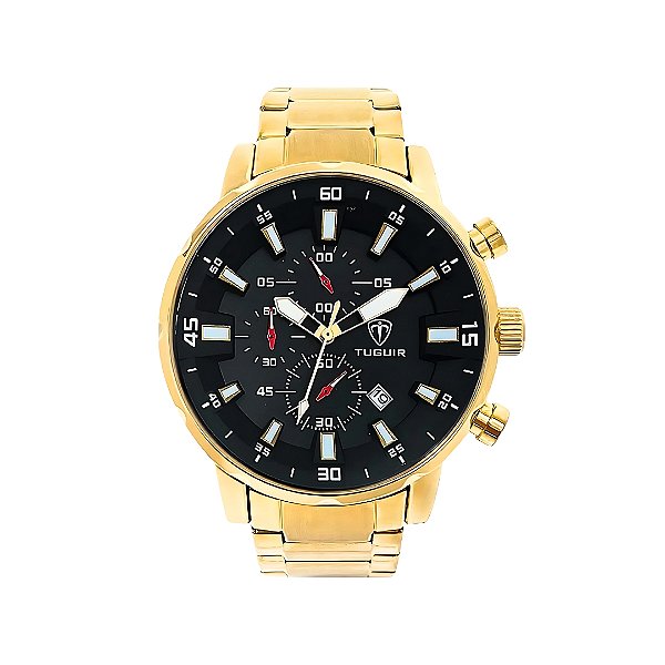 Relógio Tuguir Masculino Cronôgrafo Dourado TG30275