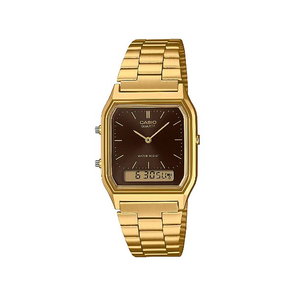 Relogio Casio Anadigi Dourado com Marrom AQ-230GA-5AMQYDF-SC