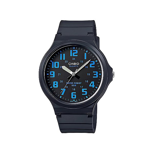 Relogio Casio Masculino Analógico Preto com Azul MW-240-2BVDF-SC