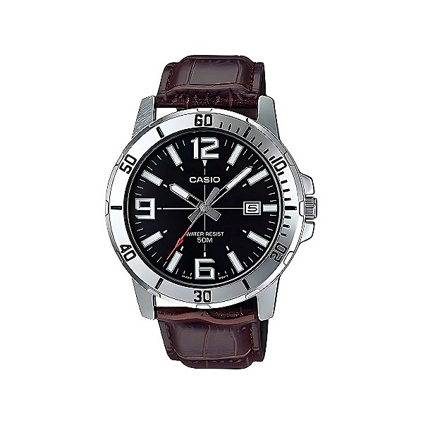 Relógio Casio Masculino Pulseira Couro Marrom Analógico MTP-VD01L-1BVUDF-SC