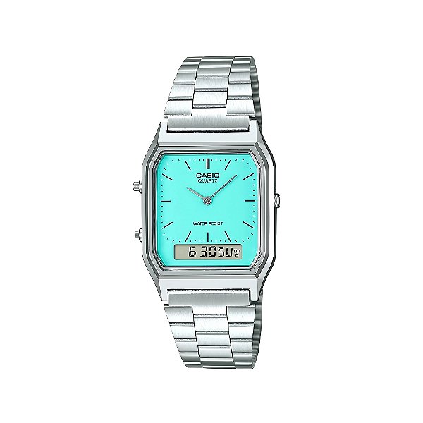 Relógio Casio Vintage Anadigi Prateado AQ-230A-2A2MQYDF-SC
