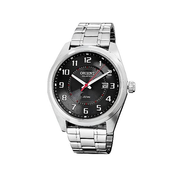 Relógio Orient Masculino Pulseira de Aço Prateado Fundo Grafite MBSS1496G2SX