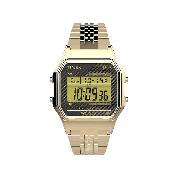 Relogio Timex Unissex Digital Vintage Dourado TW2V18900
